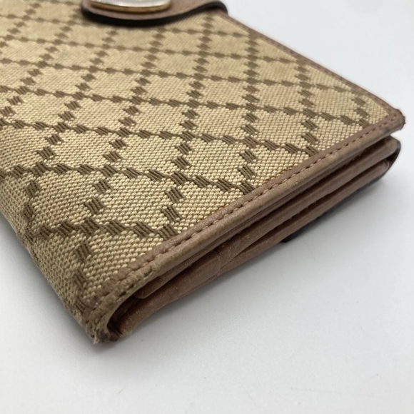 🔹️ GUCCI 🔹️ long leather wallet purse Italy Brown Canvas heart ✨️🤎 - Picture 11 of 13